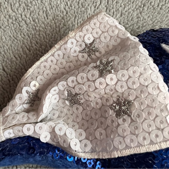Disney Parks Minnie Mouse Mickey Ears Headband Sequin Stars Blue White Silver - Picture 8 of 12